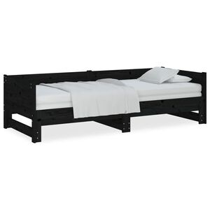 vidaXL Uttrekkbar dagseng svart heltre furu 2x(90x200) cm