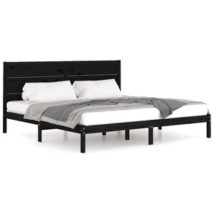vidaXL Sengeramme svart heltre furu 200x200 cm