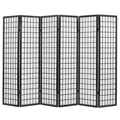 vidaXL Sammenleggbar romdeler 63 paneler japansk stil 240x170 cm svart