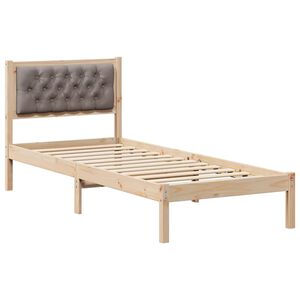 vidaXL Sengestamme med hodegjerde Gr&aring;brun 90 x 190 cm Massiv furu