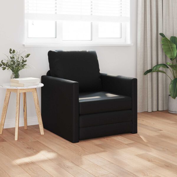 vidaXL Sammenleggbar Sofa seng Svart 74 x 77 x 81 cm PVC