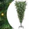 vidaXL Omvendt kunstig forh&aring;ndsbelyst juletre med kulesett 150 cm PVC