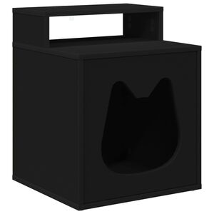 vidaXL Katt Hus Svart 42,5 x 40 x 53,5 cm Konstruert tre