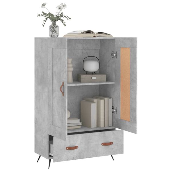 vidaXL Highboard betonggr&aring; 69,5x31x115 cm konstruert tre