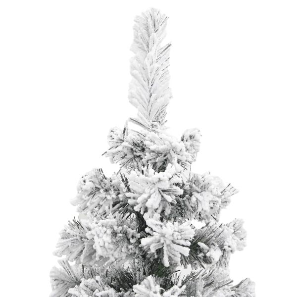vidaXL Slankt kunstig juletre med flokket sn&oslash; gr&oslash;nn 150 cm PVC
