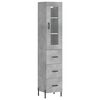 vidaXL Highboard betonggr&aring; 34,5x34x180 cm konstruert tre