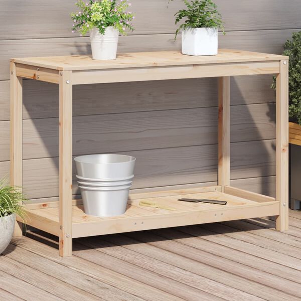 vidaXL Pottebord med hylle 108x50x75 cm heltre furu