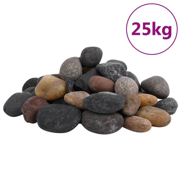 vidaXL Polerte sm&aring;stein 25 kg flerfarget 5-8 cm