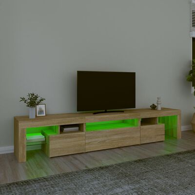 vidaXL TV-benk med LED-lys sonoma eik 215x36,5x40 cm