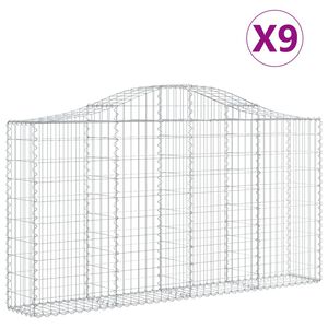 vidaXL Gabionkurver buede 9 stk 200x30x100/120 cm galvanisert jern