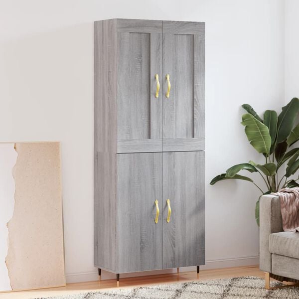 vidaXL Highboard gr&aring; sonoma 69,5x34x180 cm konstruert tre