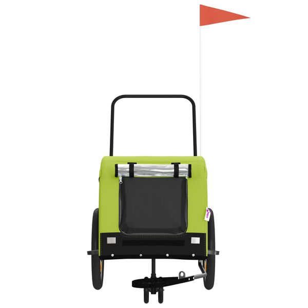 vidaXL Kj&aelig;ledyrsykkelhenger gr&oslash;nn og svart oxfordstoff og jern