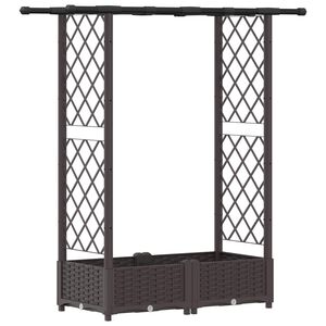 vidaXL Hevet Bed med Trellis og Tak Brun 122,5 x 40 x 121 cm PP