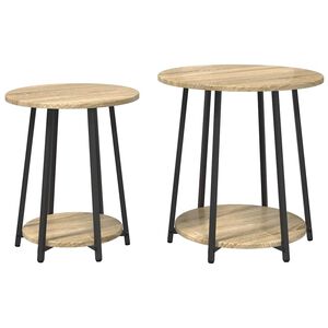 vidaXL Sidebordssett 2 stk. Sonoma Eik og Svart 50 x 50 x 51 cm
