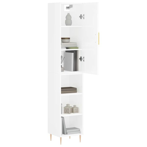vidaXL Highboard h&oslash;yglans hvit 34,5x34x180 cm konstruert tre
