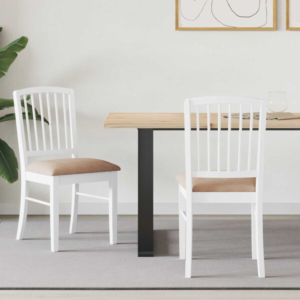 vidaXL Spisestoler 2 pcs Hvit 50 x 52,5 x 91 cm Solid Gummitre