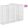vidaXL Gabionkurver buede 9 stk 300x50x200/220 cm galvanisert jern