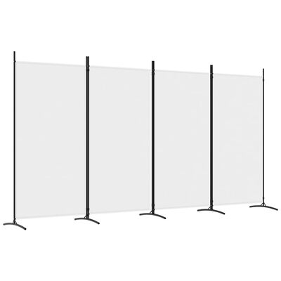 vidaXL Romdeler 4 paneler hvit 346x180 cm stoff
