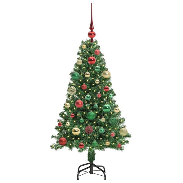 vidaXL Kunstig juletre med 150 LED gr&oslash;nn 120 cm PVC og St&aring;l og Plast