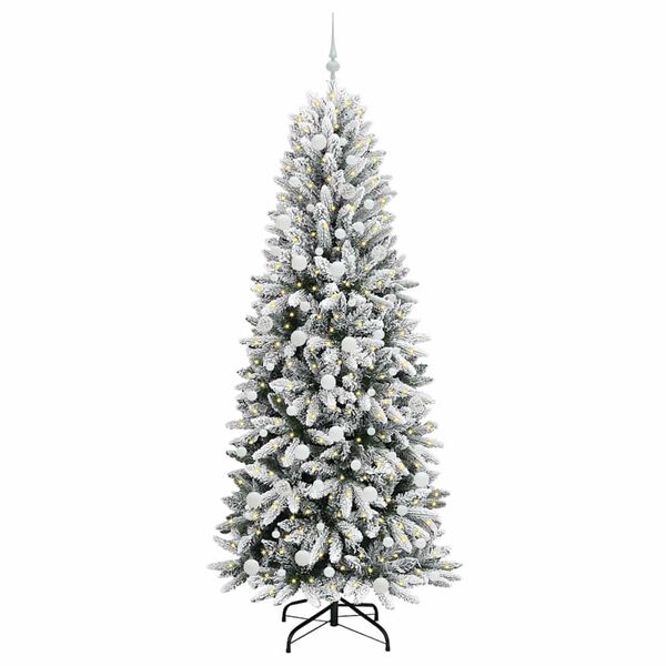 vidaXL Kunstig juletre med 300 LED Hvit 210 cm PVC, plast, st&aring;l og PE