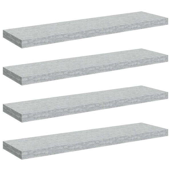 vidaXL Flytende vegghyller 4 stk betonggrå 90x23,5x3,8 cm MDF