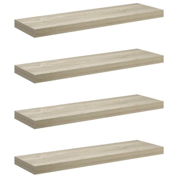 vidaXL Flytende vegghyller 4 stk eik 80x23,5x3,8 cm MDF