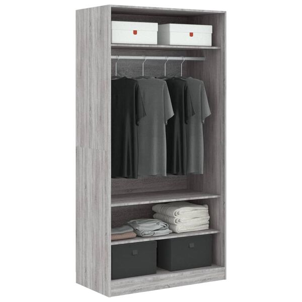 vidaXL Garderobe grå sonoma 100x50x200 cm konstruert tre