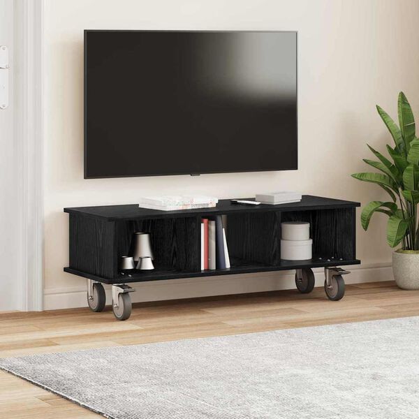 vidaXL TV-benk Svart Eik 100 x 35 x 35 cm Konstruert tre