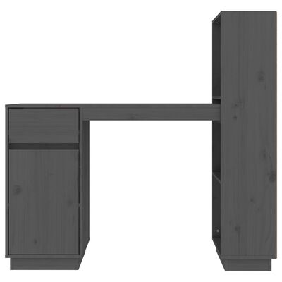vidaXL Skrivebord grå 110x53x117 cm heltre furu