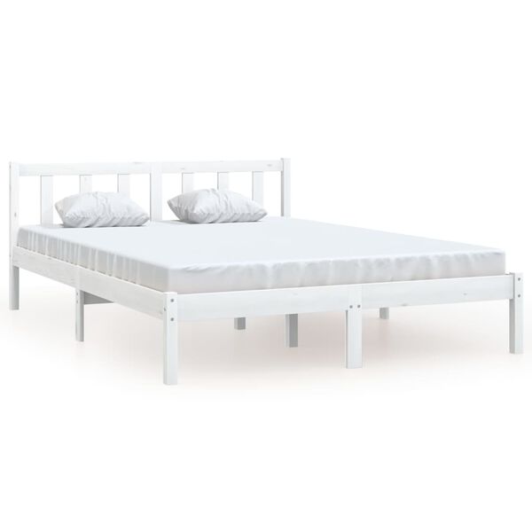 vidaXL Sengeramme hvit heltre furu 120x190 cm Small Double
