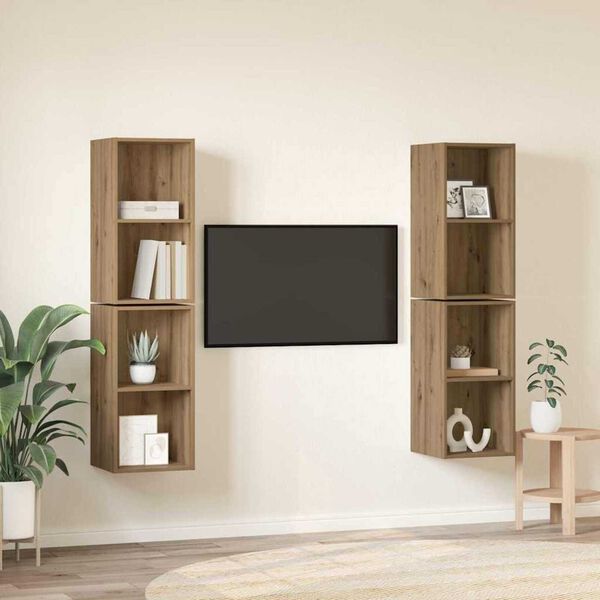 vidaXL TV-benksett 4 pcs Artisan Eik 37 x 37 x 72 cm Konstruert tre