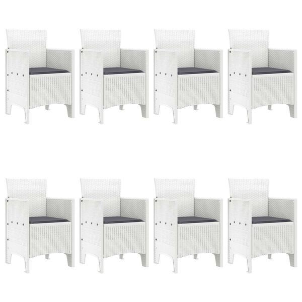 vidaXL Hage Spisegruppe 9 pcs Hvit Polt rattan