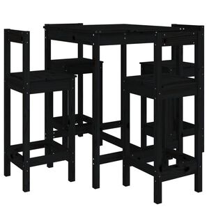 vidaXL Hagebarsett 5 deler svart heltre furu