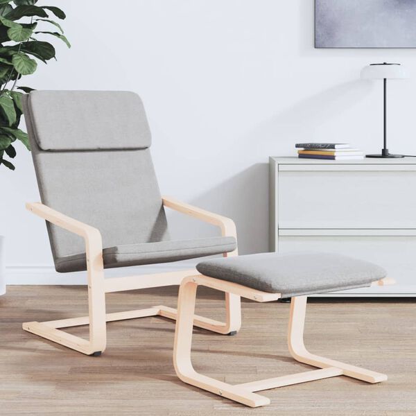 vidaXL Fotskammel lysegr&aring; 51x41x40 cm stoff