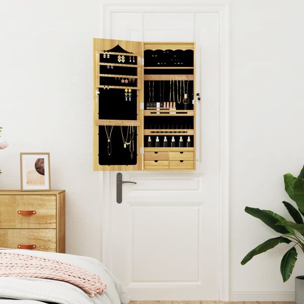 vidaXL Vegghengt smykkeskap med speil 37,5x10x90 cm