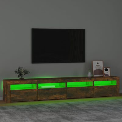 vidaXL TV-benk med LED-lys røkt eik 240x35x40 cm