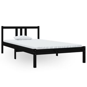 vidaXL Sengeramme svart heltre 100x200 cm