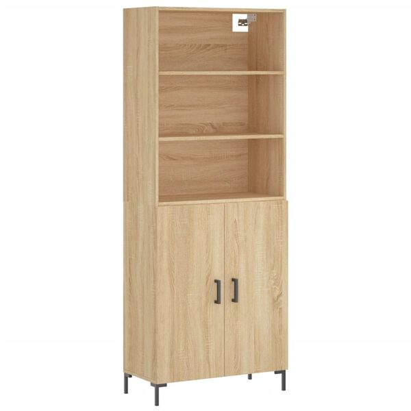 vidaXL Highboard sonoma eik 69,5x34x180 cm konstruert tre