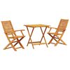 vidaXL Sammenleggbart Bistrosett 3 pcs Brun Solid akasietre