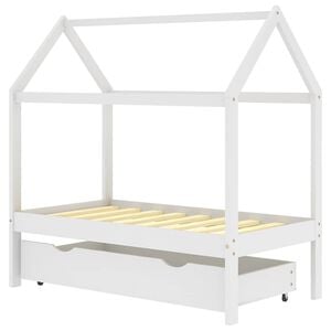 vidaXL Ramme for barneseng med skuff hvit heltre furu 70x140 cm