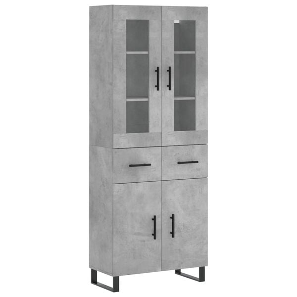 vidaXL Highboard betonggr&aring; 69,5x34x180 cm konstruert tre