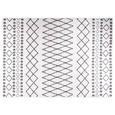 vidaXL Vaskbart teppe 120x180 cm sklisikker svart og hvit