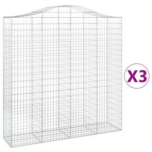 vidaXL Gabionkurver buede 3 stk 200x50x200/220 cm galvanisert jern