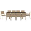 vidaXL Hage Spisegruppe 11 pcs Beige polyrotting