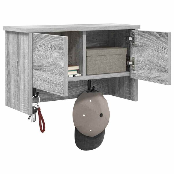 vidaXL Vegghengt kleshenger Grå sonoma 50 x 20 x 30 cm Konstruert tre
