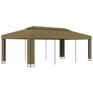 vidaXL Paviljong med dobbelt tak 3x6 m gråbrun 180 g/m²
