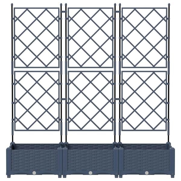 vidaXL Hageblomsterpotte 3 pcs Gr&aring; 120 x 40 x 125,5 cm St&aring;l