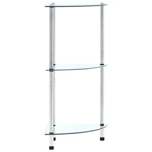 vidaXL Hylle 3 etasjer gjennomsiktig 30x30x67 cm herdet glass