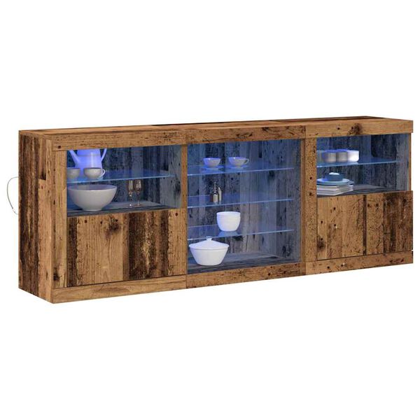 vidaXL LED sideboard Gammelt tre 181,5 x 37 x 67 cm Konstruert tre