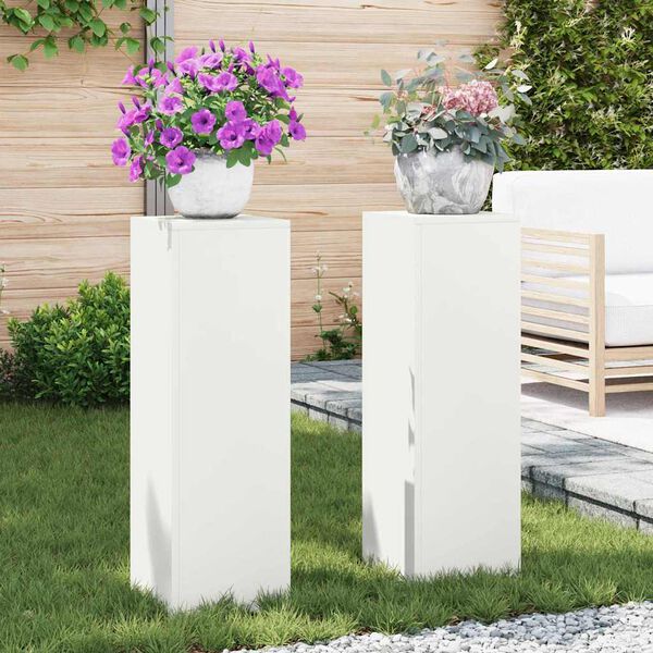 vidaXL Planteholder 2 pcs Hvit 24 x 24 x 75 cm Stål